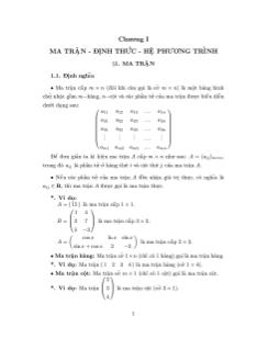 Ma trận - Định thức - Hệ phương trình