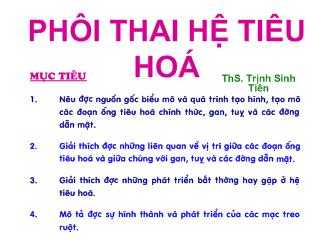 Phôi thai hệ tiêu hóa - Trịnh Sinh Tiên