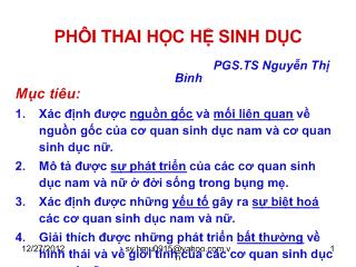 Phôi thai học hệ sinh dục - Nguyễn Thị Bình