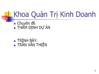 Bài giảng chuyên đề Thẩm định Dự án (kèm bài tập)