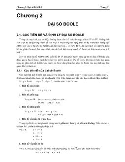 Bài giảng kỹ thuật số - Chương 2: Đại số Boole