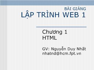 Bài giảng Lập trình Web - Chương 1: HTML