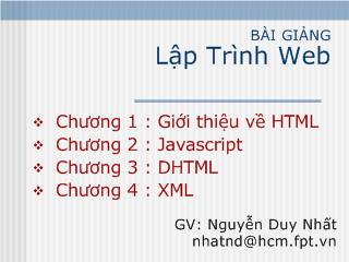 Bài giảng Lập trình Web - Chương 2: Lập trình Web với JavaScript