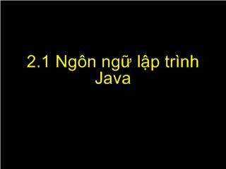Bài giảng Ngôn ngữ lập trình Java