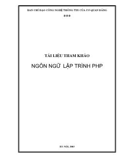 TàI liệu tham khảo Ngôn ngữ lập trình PHP