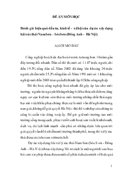 Đề tài Đánh giá hiệu quả đầu tư, kinh tế - Xã hội của dự án xây dựng bãi rác thải Nam Sơn – Sóc Sơn (Đông Anh - Hà Nội)