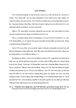 Đề tài Giải thích tác động tràn của FDI đến khu vực kinh tế trong nước