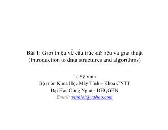Bài giảng Cấu trúc dữ liệu và giải thuật - Bài 1: Giới thiệu về cấu trúc dữ liệu và giải thuật