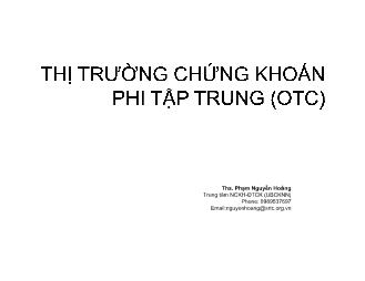 Thị trường chứng khoán phi tập trung (OTC) - Phạm Nguyễn Hoàng