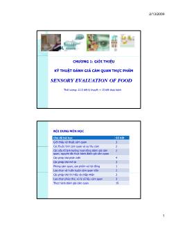Bài giảng Đánh giá cảm quan thực phẩm - Chương 1: Giới thiệu kỹ thuật đánh giá cảm quan thực phẩm