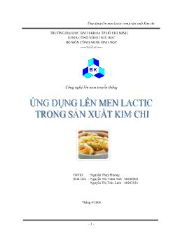 Tiểu luận Ứng dụng lên men lactic trong sản xuất Kim Chi