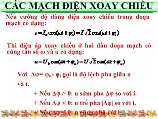 Các mạch điện xoay chiều