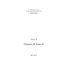 Chuyên đề Hàm số - Ứng dụng đạo hàm