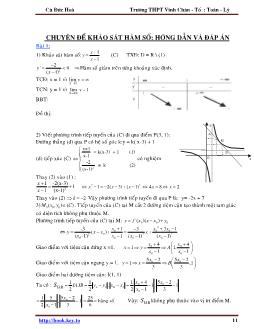 Chuyên đề Khảo sát hàm số: Hướng dẫn và đáp án