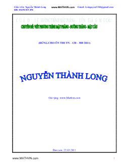 Chuyên đề Viết phương trình mặt phẳng