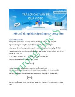 Một số dạng bài tập sóng cơ - Sóng âm