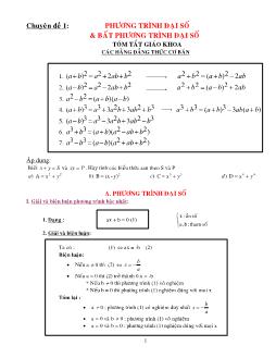 Phương trình đại số và  bất phương trình đại số