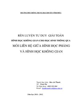 Rèn luyện tư duy giải toán hình học không gian cho học sinh thông qua mối liên hệ giữa hình học phẳng và hình học không gian