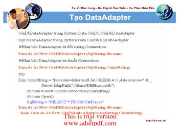 Bài giảng Asp.net: Tạo DataAdapter