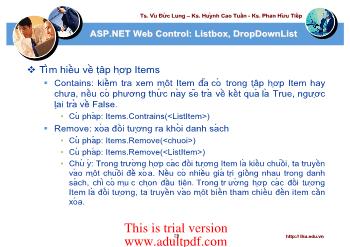 Bài giảng ASP.NET Web Control: Listbox, DropDownList