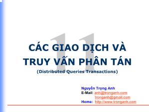 Bài giảng SQL Server 2000: Các giao dịch và truy vấn phân tán