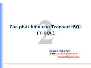 Bài giảng SQL Server 2000: Các phát biểu của Transact-SQL (T-SQL)