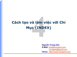Bài giảng SQL Server 2000: Cách tạo vàlàm việc với chỉ mục (index)
