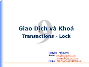 Bài giảng SQL Server 2000: Giao dịch và khoá transactions -Lock