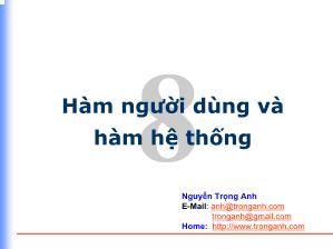 Bài giảng SQL Server 2000: Hàm người dùng và hàm hệ thống