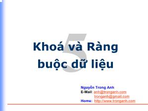 Bài giảng SQL Server 2000: Khoá và ràng buộc dữliệu