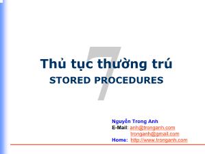 Bài giảng SQL Server 2000: Thủ tục thường trú stored procedures