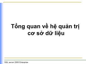 Bài giảng SQL Server 2000: Tổng quan về hệ quản trị cơ sở dữ liệu