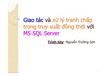 Đề tài Giao tác và xử lý tranh chấp trong truy xuất xuất đồng đồng thời với MS SQL Server