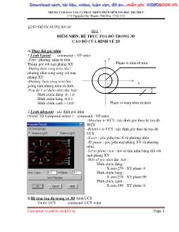 Giáo trình AutoCad 3D - Bài1: Điểm nhìn, hệ trục tọa độ trong 3D Cao độ của hình vẽ 2D