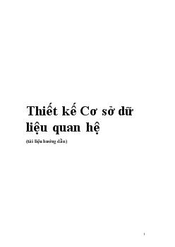 Tài liệu Thiết kế Cơ sở dữ liệu quan hệ