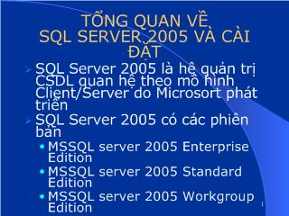 Tổng quan về sql server 2005 và cài đặt