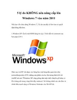 5 lý do không nên nâng cấp lên windows 7 vào năm 2011