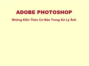 Adobe photoshop những kiến thức cơ bản trong xử lý ảnh