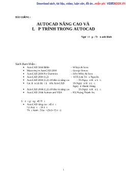 Bài giảng Autocad nâng cao và lập trình trong autucad