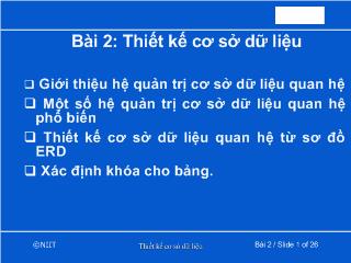 Bài giảng Cơ sở dữ liệu:Thiết kế cơ sở dữ liệu