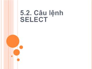 Bài giảng SQL Server: Câu lệnh SELECT