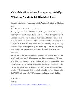 Các cách cài windows 7 song song, nối tiếp Windows 7 với các hệ điều hành khác