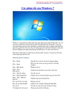 Các phím tắt của Windows 7