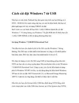 Cách cài đặt Windows 7 từ USB