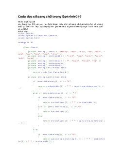 Code đọc số sang chữ trong lập trình C#