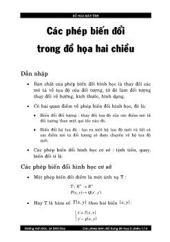 Đồ họa máy tính - Các phép biến đổi trong đồ họa hai chiều