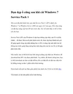 Dọn dẹp ổ cứng sau khi cài Windows 7 Service Pack 1