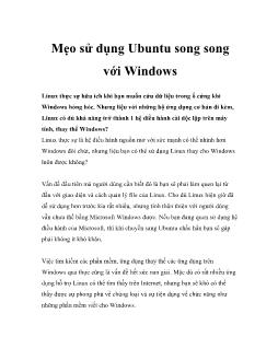 Mẹo sử dụng Ubuntu song song với Windows