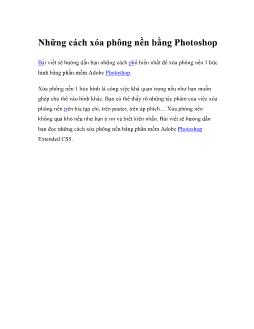 Những cách xóa phông nền bằng Photoshop