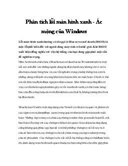 Phân tích lỗi màn hình xanh - Ác mộng của Windows